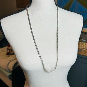 Napier Silver Tone Braided Chain Necklace Long 30" Elegant Classic